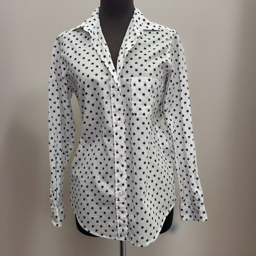 Grayson The Hero Button Up Shirt Women 1 = XS White Stars Long Sleeve